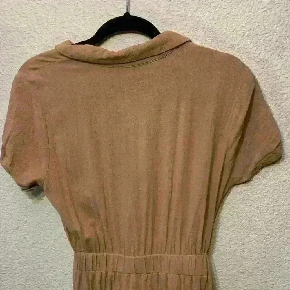 Tan Hyfve linen blend jumpsuit sz M basic closet staple linen vacation beach - Picture 8 of 9
